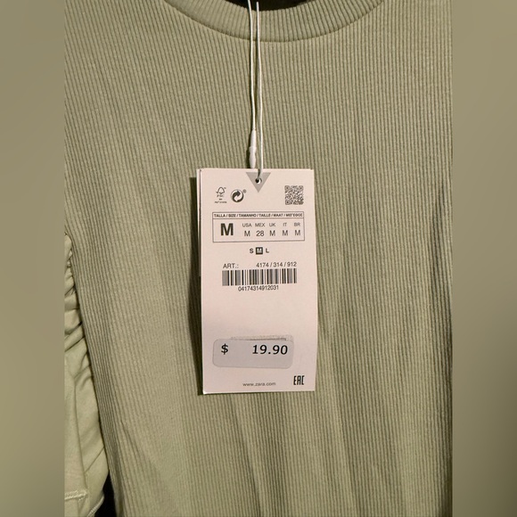 NWT ZARA Ruffle Sleeve Bodysuit Size Medium - Picture 3 of 3